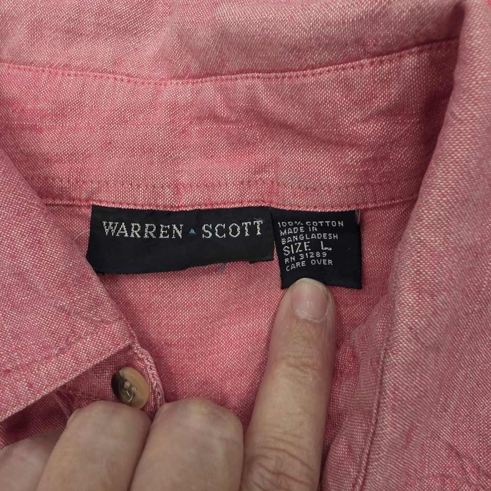 Men's Pink Button-Up Short Sleeve  Shirt - Picture 9 of 9